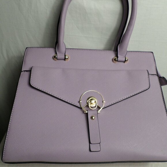 La Terre Lavender Light Purple Faux Leather Tote Purse Cross Body Hand Bag - Picture 2 of 13